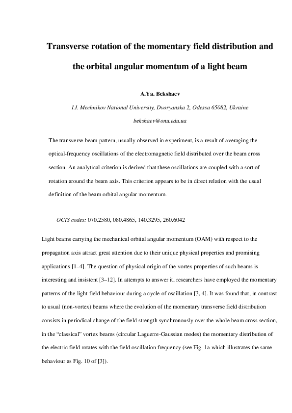 (PDF) Transverse rotation of the instantaneous field distribution and ...
