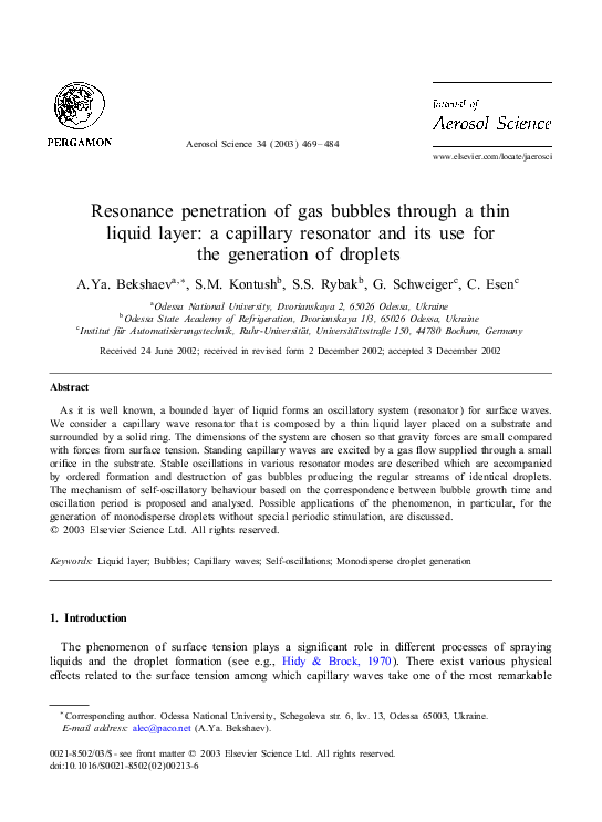 (PDF) Resonance penetration of gas bubbles through a thin liquid layer ...