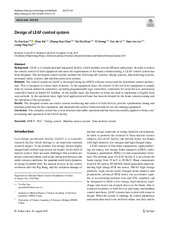 (PDF) Design of LEAF control system
