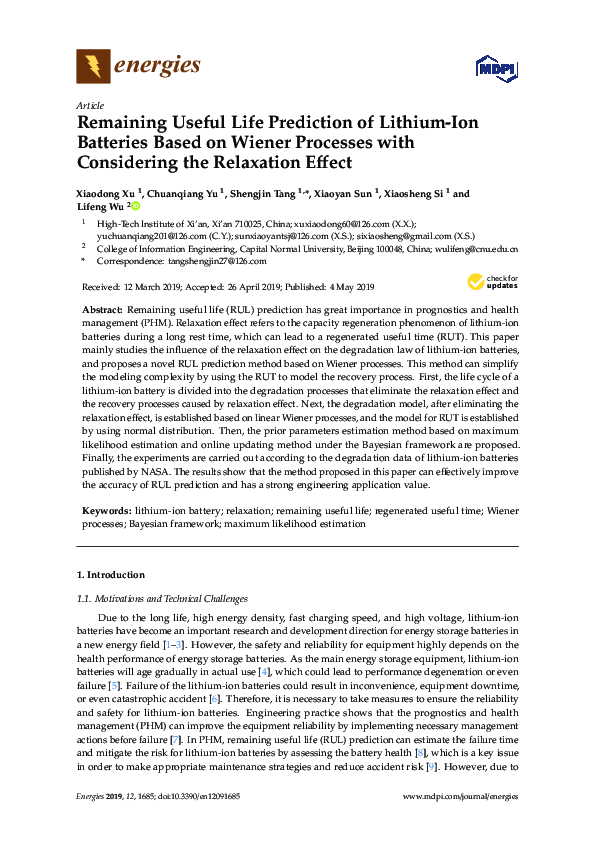 (PDF) Remaining useful life prediction of lithium-ion batteries based ...