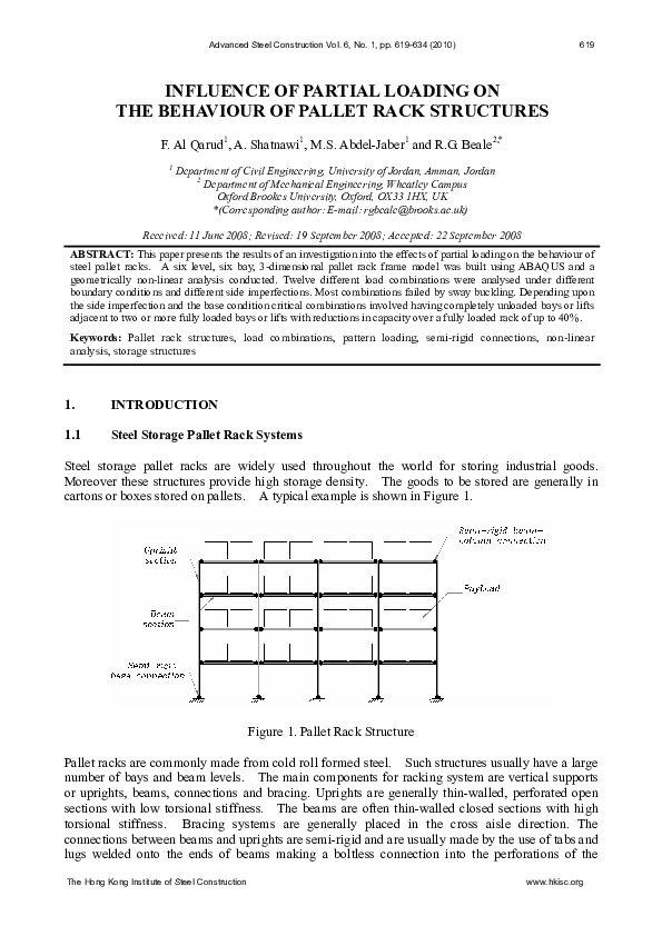 (PDF) Influence of Partial Loading on the Behaviour of Pallet Rack ...