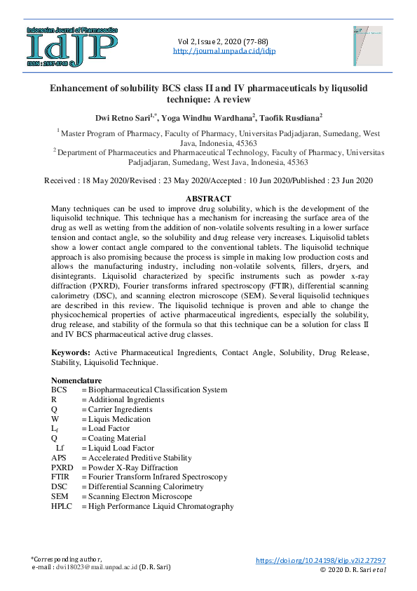 (PDF) Enhancement of Solubility BCS Class II and IV Pharmaceuticals by ...
