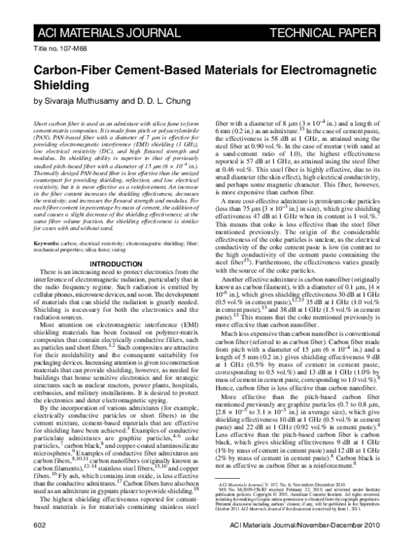 (PDF) CarbonFiber CementBased Materials for Shielding