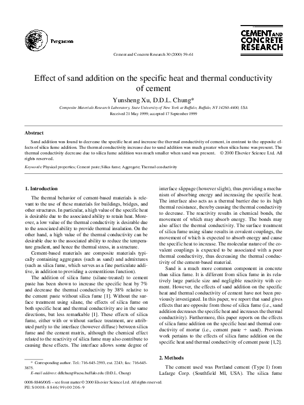 (PDF) Effect of sand addition on the specific heat and thermal ...