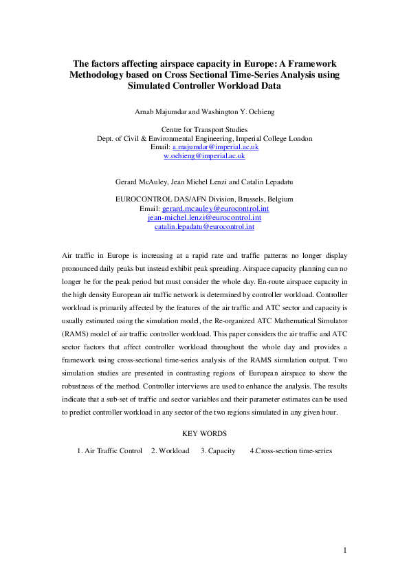 (PDF) The Factors Affecting Airspace Capacity in Europe: A Cross ...