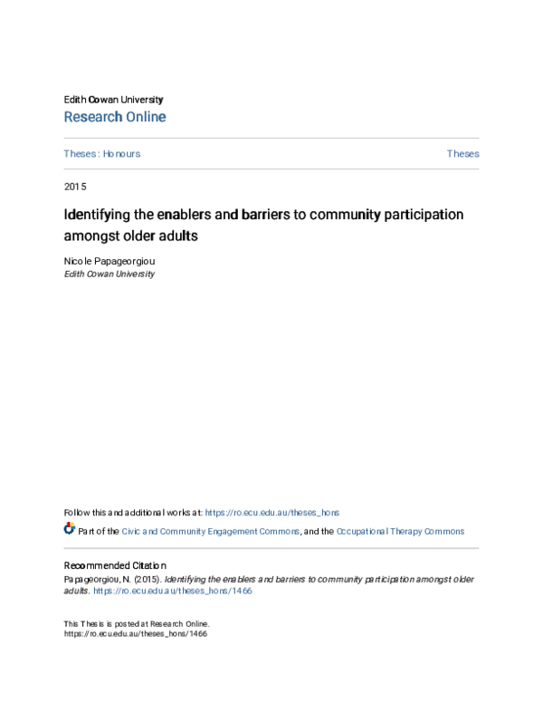 (PDF) Identifying the enablers and barriers to community participation ...