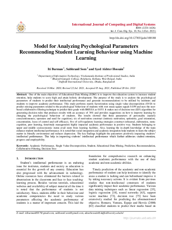 (PDF) Model for Analyzing Psychological Parameters Recommending Student ...