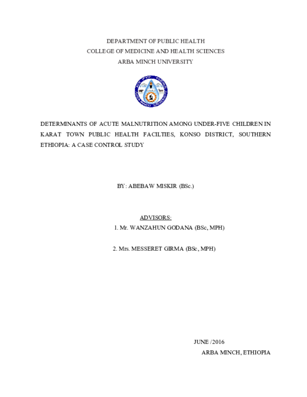 (PDF) Determinants of Acute Malnutrition Among Under-Five Children in ...