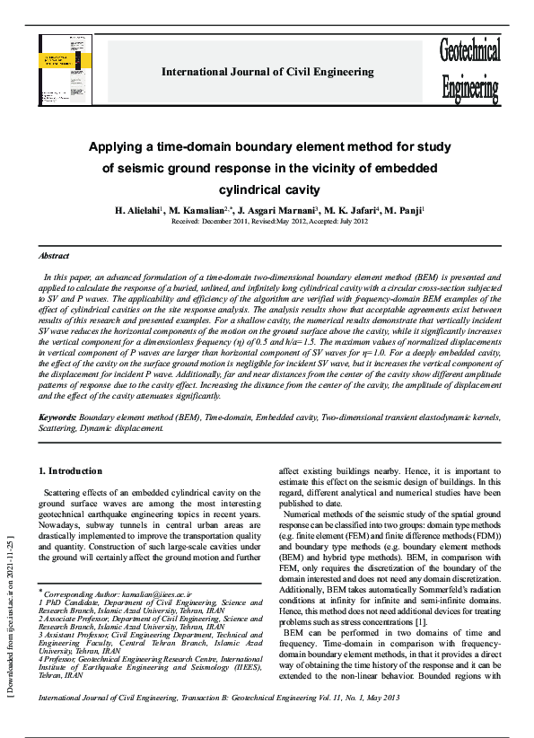 (PDF) Applying a time-domain boundary element method for study of ...