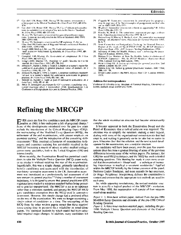(PDF) Refining the MRCGP