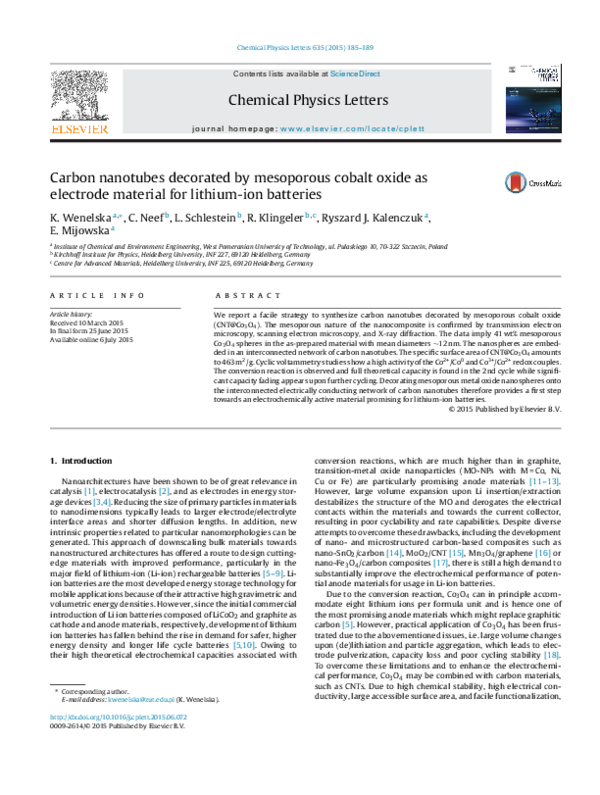 (PDF) Carbon nanotubes decorated by mesoporous cobalt oxide as ...