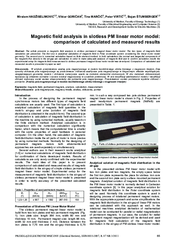 (PDF) Magnetic field analysis in slotless PM linear motor model ...