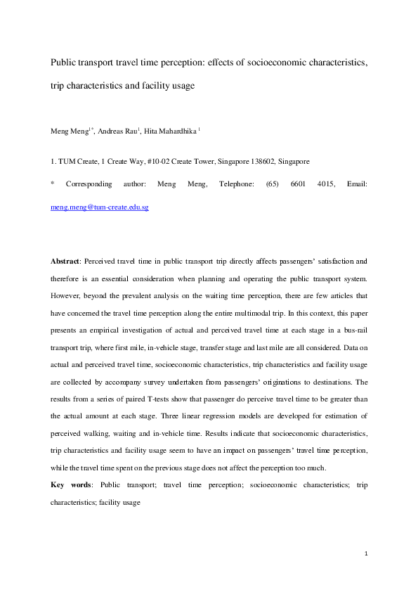 (PDF) Public transport travel time perception: Effects of socioeconomic ...