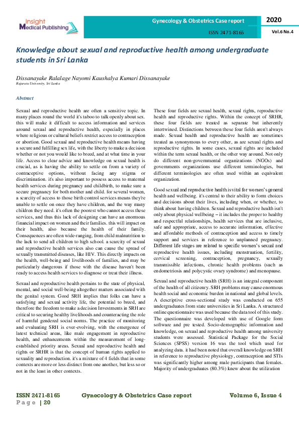 (PDF) Knowledge about sexual and reproductive health among ...