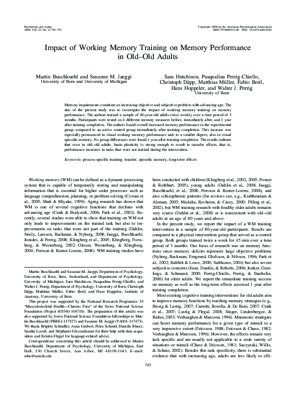 (PDF) Impact of working memory training on memory performance in old ...