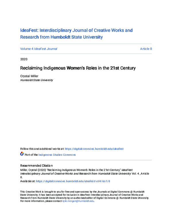 (PDF) Reclaiming Indigenous Women S Roles in the 21ST Century