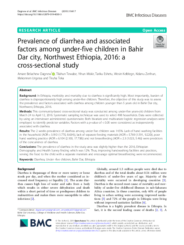 (PDF) Prevalence of diarrhea and associated factors among under-five ...