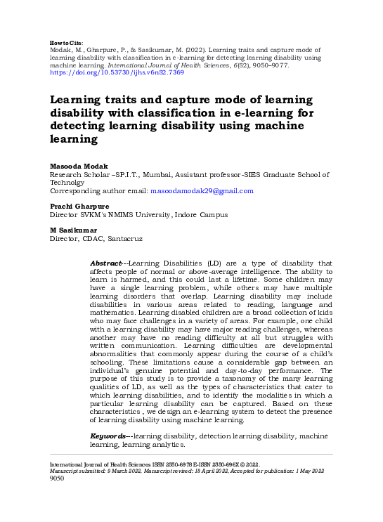 (PDF) Learning traits and capture mode of learning disability with ...
