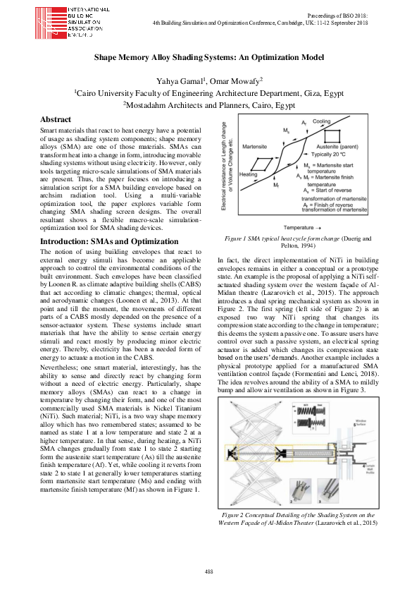 (PDF) Shape Memory Alloy Shading Systems: An Optimization Model