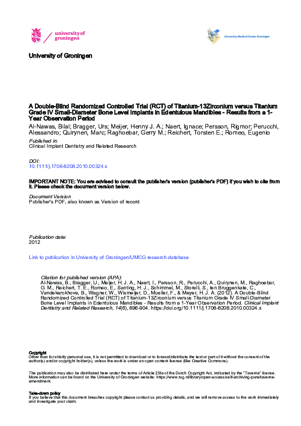 (PDF) A Double-Blind Randomized Controlled Trial (RCT) of Titanium ...