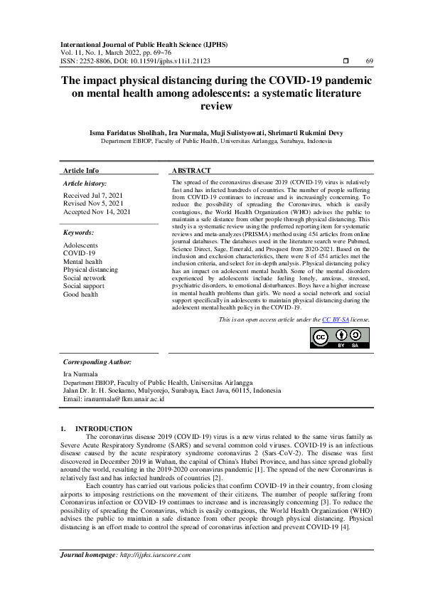 (PDF) The impact physical distancing during the COVID-19 pandemic on ...