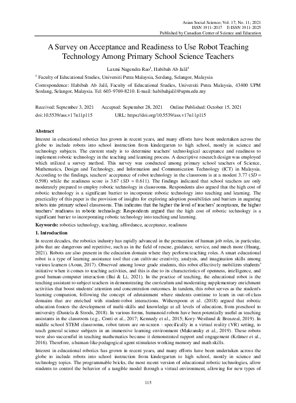(PDF) A Survey on Acceptance and Readiness to Use Robot Teaching ...