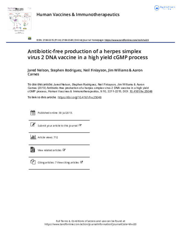 (PDF) Antibiotic-free production of a herpes simplex virus 2 DNA ...