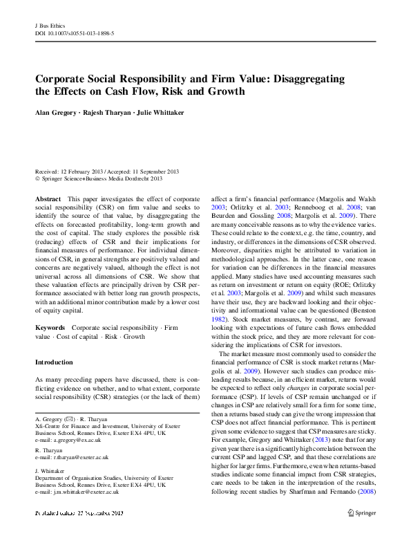 (PDF) Corporate social responsibility and firm value: Guiding through ...