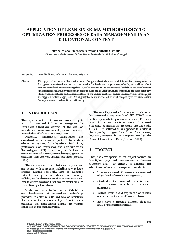 (PDF) Application of Lean Six Sigma Methodology to Optimization ...