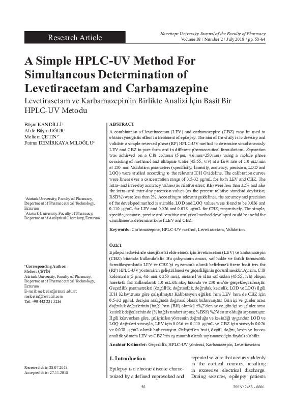 (PDF) A Simple HPLC-UV Method For Simultaneous Determination of ...