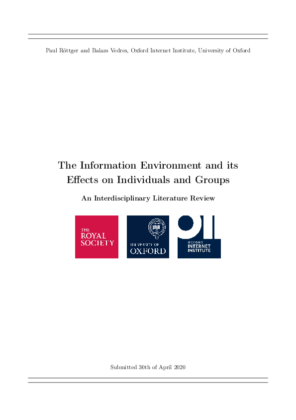 (PDF) The Information Environment and its Effects on Individuals and Groups
