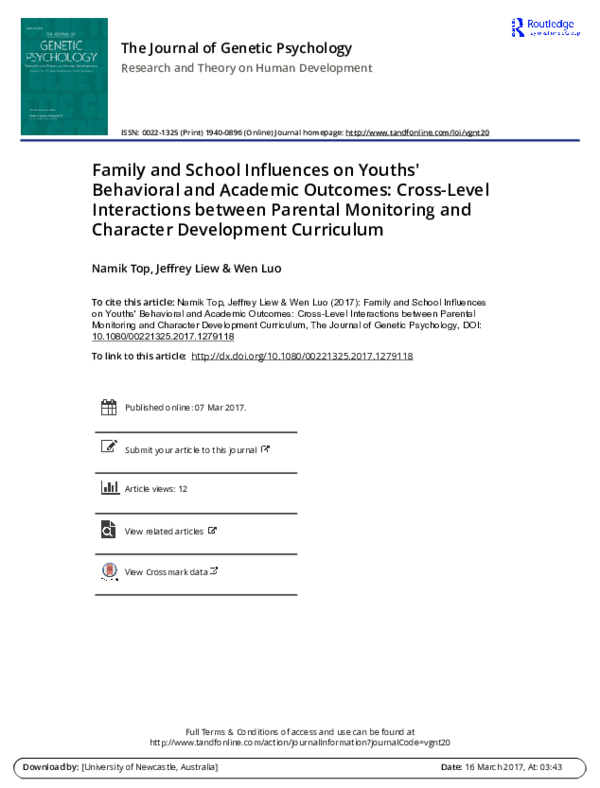 (PDF) Family and School Influences on Youths' Behavioral and Academic ...