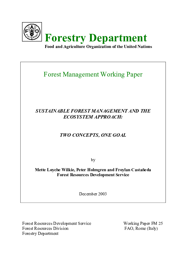 (PDF) Sustainable forest management and the ecosystem approach: two ...
