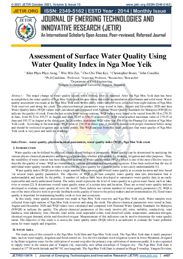 (PDF) Assessment of Surface Water Quality Using Water Quality Index in ...