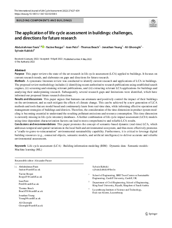 (PDF) The application of life cycle assessment in buildings: challenges ...