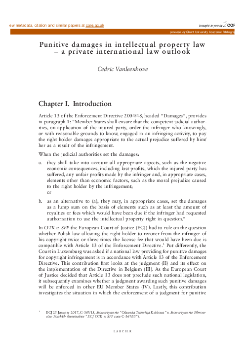 (PDF) Punitive damages in intellectual property law : a private ...