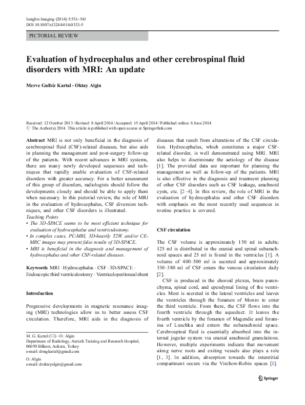 (PDF) Evaluation of hydrocephalus and other cerebrospinal fluid ...