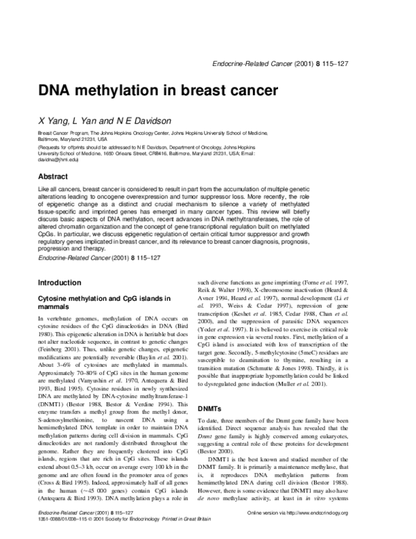 (PDF) DNA methylation in breast cancer