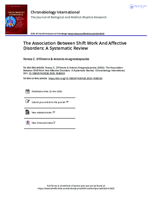 (PDF) The Association Between Shift Work And Affective Disorders: A ...