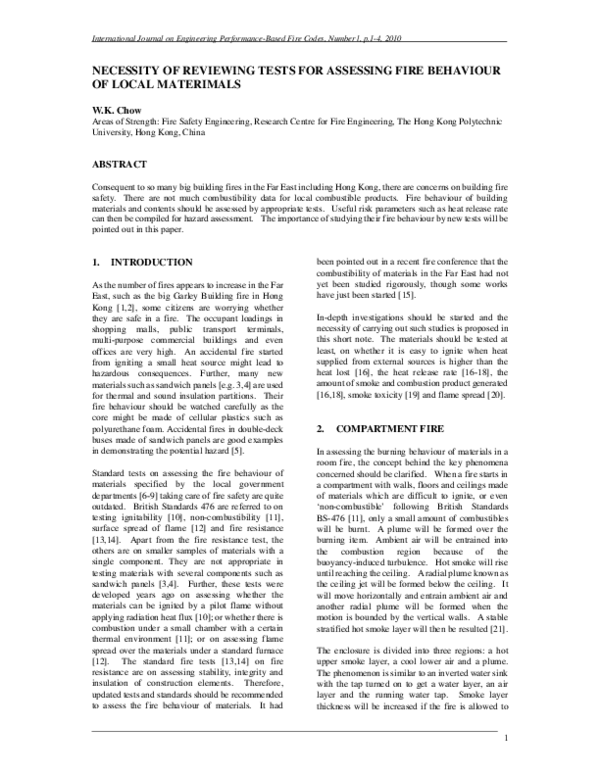 (PDF) Necessity of reviewing tests for assessing fire behaviour of ...