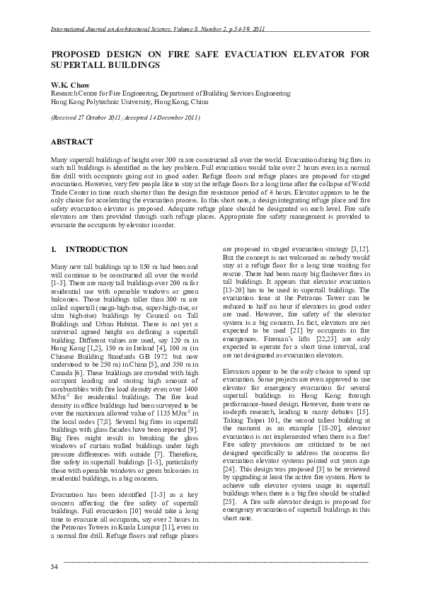 (PDF) Proposed design on fire safe evacuation elevator for supertall ...