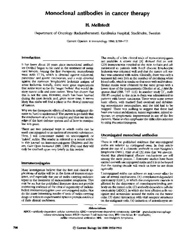 (PDF) Monoclonal Antibodies in Cancer Therapy