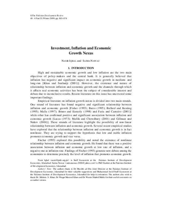 (PDF) Investment, Inflation and Economic Growth Nexus