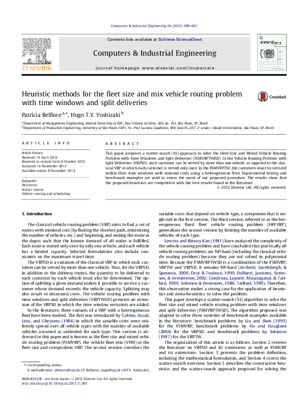(PDF) Heuristic methods for the fleet size and mix vehicle routing ...