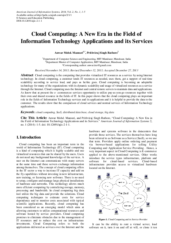(PDF) Cloud Computing: A New Era in the Field of Information Technology ...