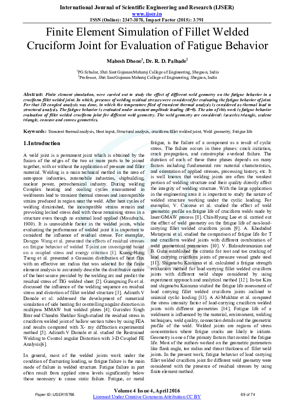 (PDF) Finite Element Simulation of Fillet Welded Cruciform Joint for ...