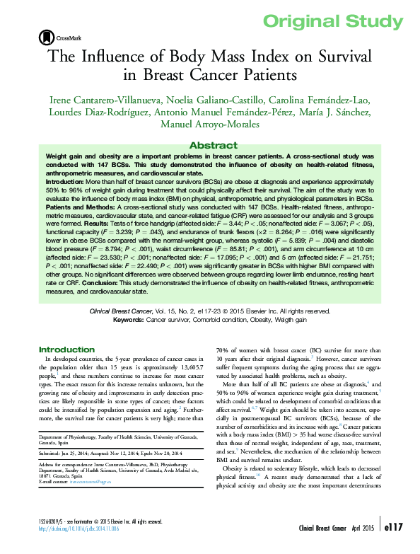 (PDF) The Influence of Body Mass Index on Survival in Breast Cancer ...