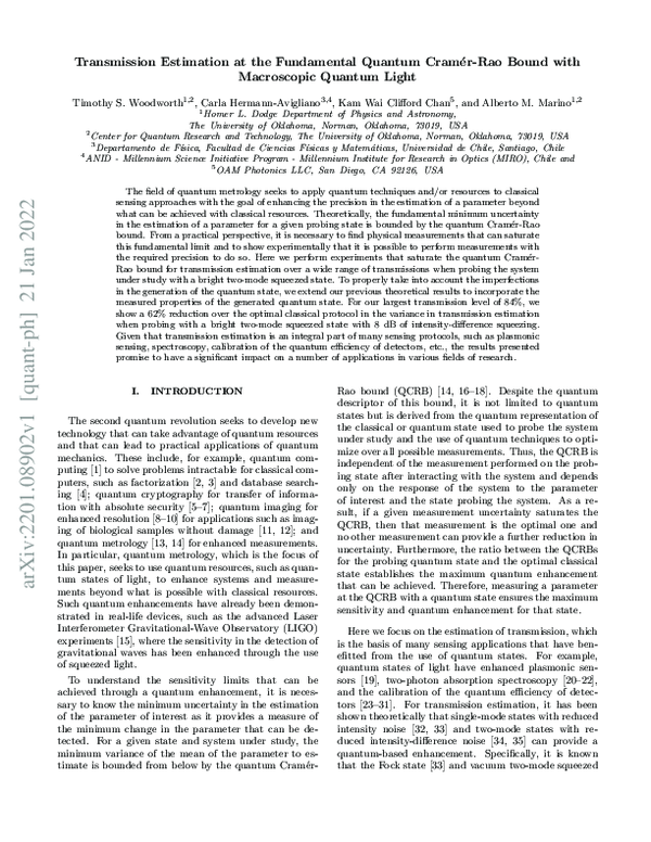 (PDF) Transmission Estimation at the Fundamental Quantum Cramér-Rao ...