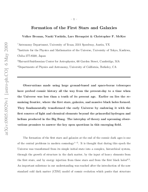 (PDF) The formation of the first stars and galaxies