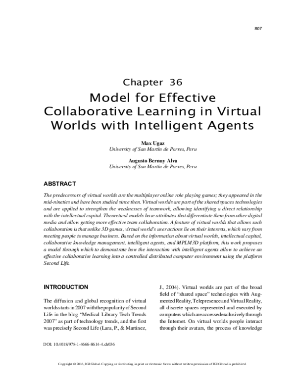 (PDF) Model for Effective Collaborative Learning in Virtual Worlds with ...